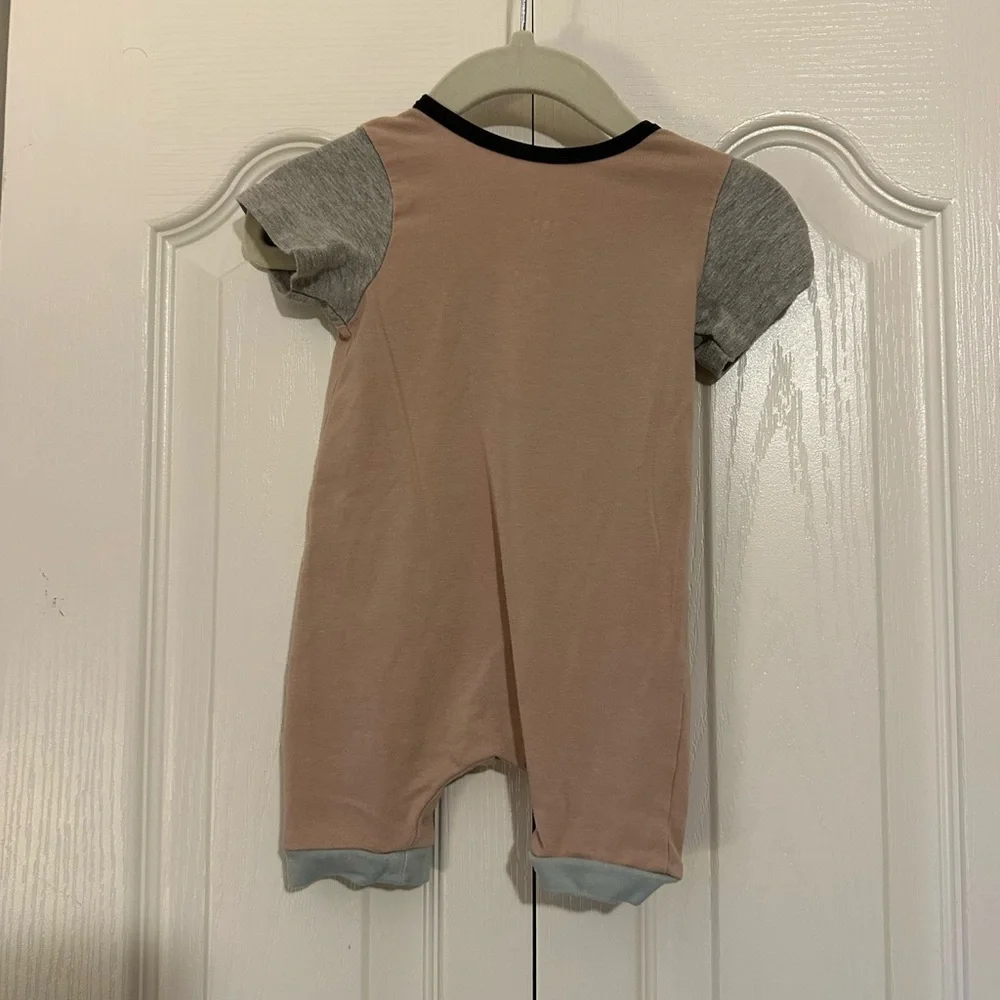 Rags to Raches Pink Gray Essential Short Romper 3-6 Months - Picture 3 of 3